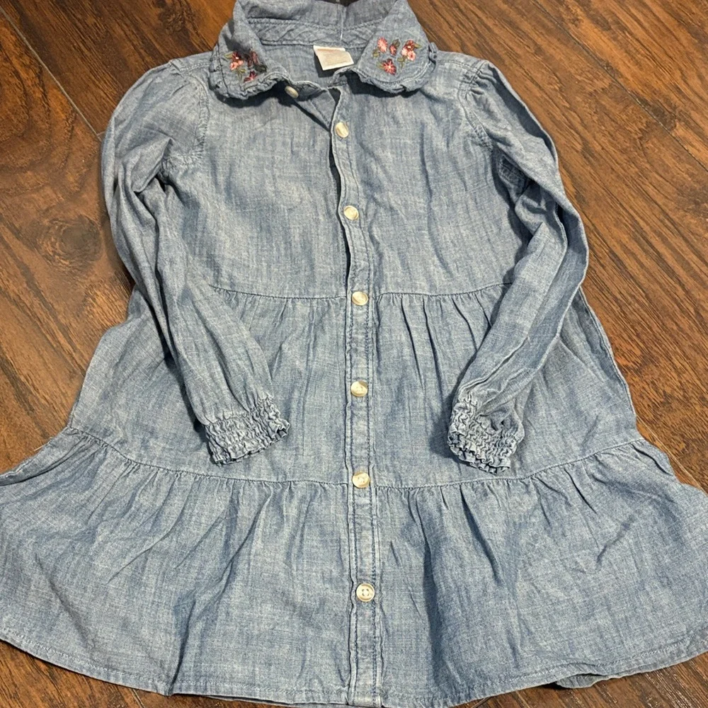 Gymboree Chambray Dress with Floral Embroidery